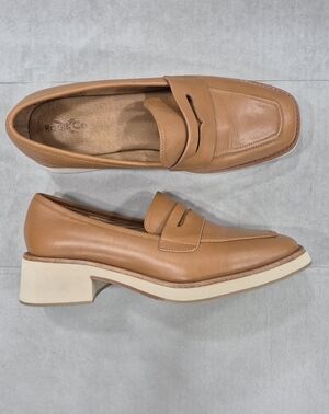Rag & Co penny loafers women's 10 caramel leather upper and lining lightweight